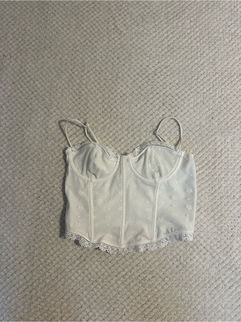 White Fox Lace Bustier Crop Top